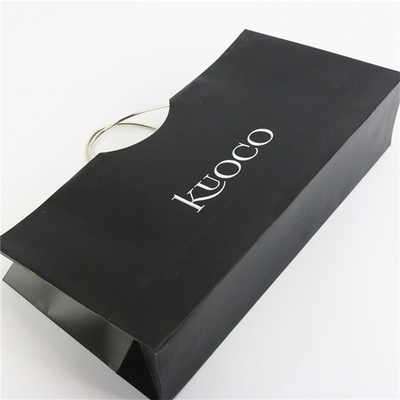 Bolsas de papel personalizadas SGS Bolsas de regalo de papel de lujo negras impresas personalizadas con asas