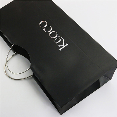 Bolsas de papel personalizadas SGS Bolsas de regalo de papel de lujo negras impresas personalizadas con asas