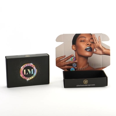 Tamaño modificado para requisitos particulares caja de almacenamiento negra cosmética de la peluca de la caja del anuncio publicitario de la grabación en relieve