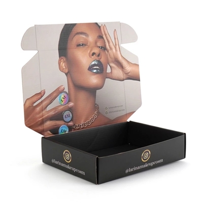 Tamaño modificado para requisitos particulares caja de almacenamiento negra cosmética de la peluca de la caja del anuncio publicitario de la grabación en relieve