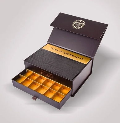 Caja de cartón rígida de chocolate de nueve rejillas Caja de almacenamiento de cajón de rejilla múltiple de grado alimenticio