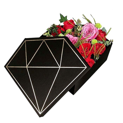 FSC Custom Printed Diamond Flower Box Gold Estampado en caliente Diamond Rose Box
