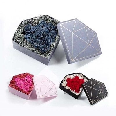 FSC Custom Printed Diamond Flower Box Gold Estampado en caliente Diamond Rose Box