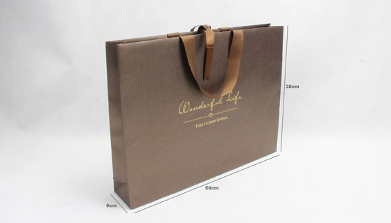 Bolsas de papel iridiscentes doradas brillantes Serigrafía Bolsas de regalo de papel marrón