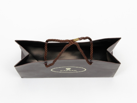 Bolsas de papel personalizadas con revestimiento mate Bolsas de papel para compras de chocolate marrón