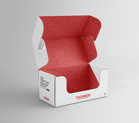 Maqueta de caja de envío de cajas de correo de pliegue frontal gratuito para impresión en offset