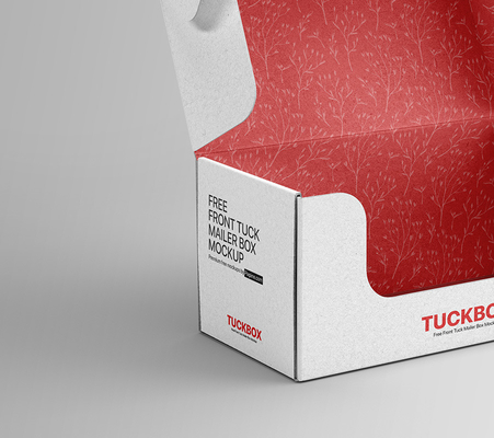 Maqueta de caja de envío de cajas de correo de pliegue frontal gratuito para impresión en offset