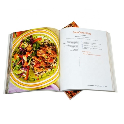 Impresión de libro de papel revestido de encuadernación de tapa blanda de libro de cocina de receta de color CMYK