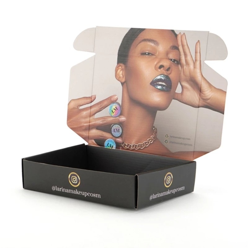 Tamaño modificado para requisitos particulares caja de almacenamiento negra cosmética de la peluca de la caja del anuncio publicitario de la grabación en relieve